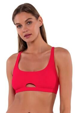 SUNSETS Women's Brandi Bralette Swim Top Small Red Geranium Multi-Wear NWT